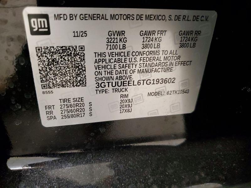 75265975 :رقم المزاد ، 3GTUUEEL6TG193602 vin ، 2026 Gmc Sierra مزاد بيع