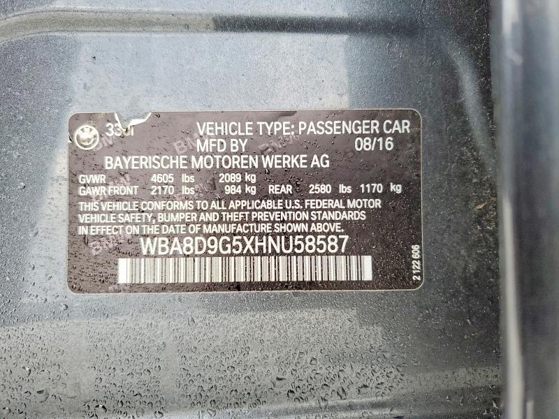 Aukcja sprzedaży 2017 Bmw 330, vin: WBA8D9G5XHNU58587, numer aukcji: 98349175