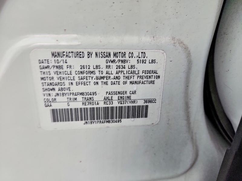 Продаж на аукціоні авто 2015 Infiniti Q70l 3.7, vin: JN1BY1PR4FM830495, номер лоту: 99866425