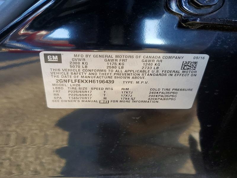 2017 Chevrolet Equinox მანქანა იყიდება აუქციონზე, vin: 2GNFLFEKXH6196439, აუქციონის ნომერი: 72985485