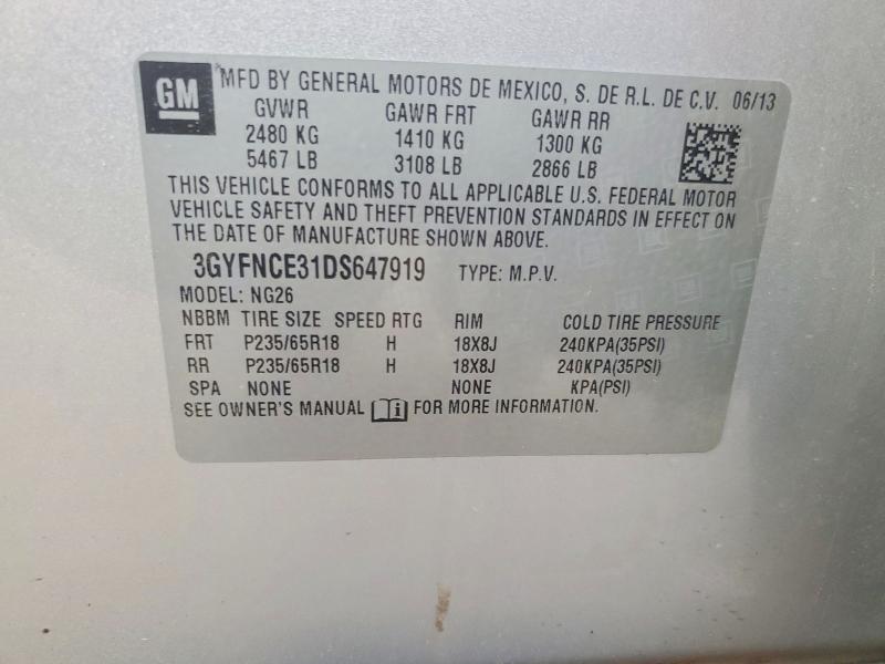 72940635 :رقم المزاد ، 3GYFNCE31DS647919 vin ، 2013 Cadillac Srx مزاد بيع