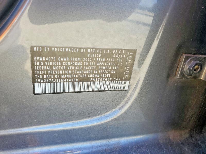 2014 Volkswagen Jetta მანქანა იყიდება აუქციონზე, vin: 3VW2K7AJ2EM444999, აუქციონის ნომერი: 75271495
