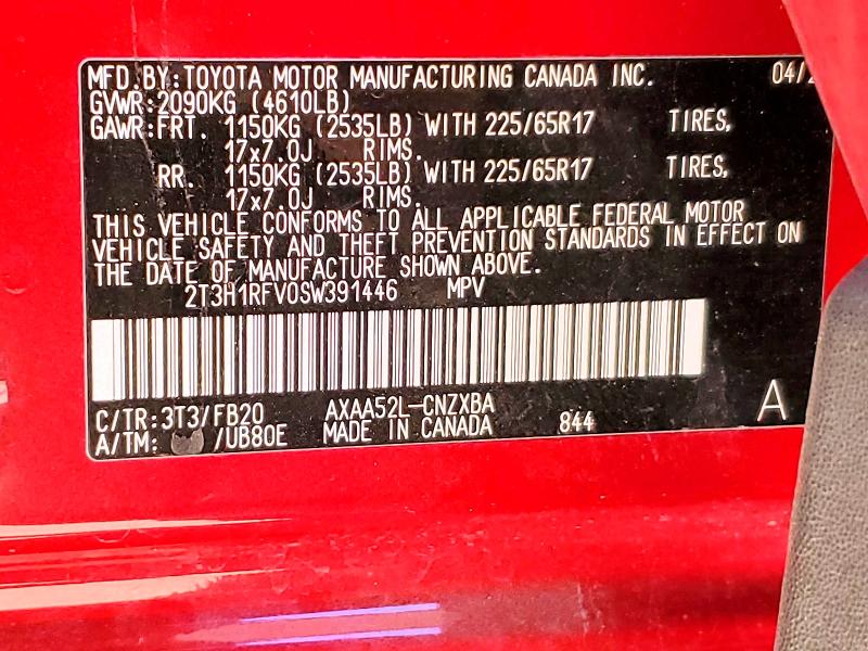 Aukcja sprzedaży 2025 Toyota Rav4, vin: 2T3H1RFV0SW391446, numer aukcji: 73736085