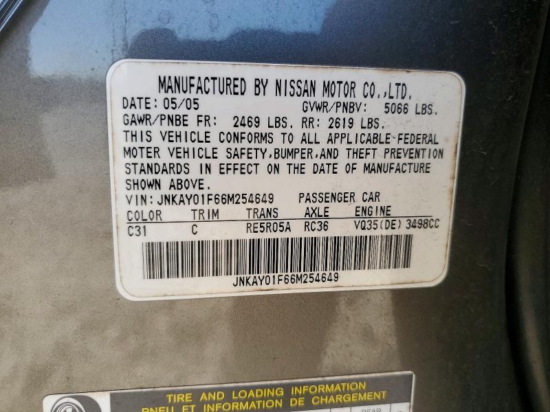 Aukcja sprzedaży 2006 Infiniti M35, vin: JNKAY01F66M254649, numer aukcji: 99374805
