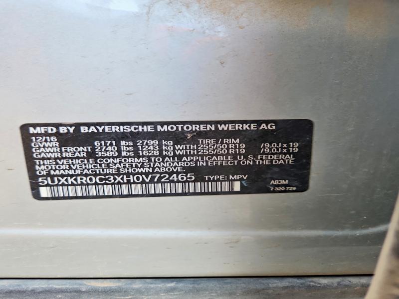 2017 Bmw X5 მანქანა იყიდება აუქციონზე, vin: 5UXKR0C3XH0V72465, აუქციონის ნომერი: 73491905