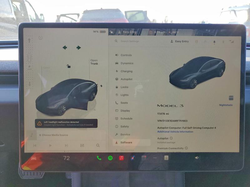 Aukcja sprzedaży 2024 Tesla Model 3, vin: 5YJ3E1EA8RF751903, numer aukcji: 72798515