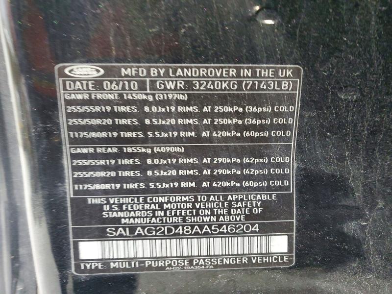 Продаж на аукціоні авто 2010 Land Rover Lr4 Hse, vin: SALAG2D48AA546204, номер лоту: 73728645