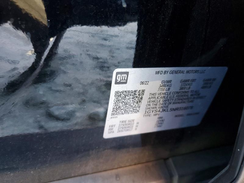 73489975 :رقم المزاد ، 1GYS4JKL5NR316078 vin ، 2022 Cadillac Escalade مزاد بيع
