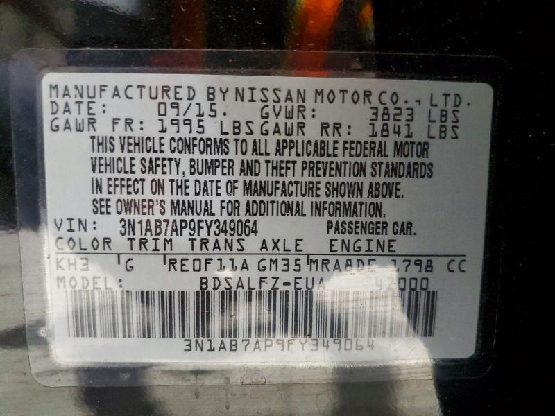 98938245 :رقم المزاد ، 3N1AB7AP9FY349064 vin ، 2015 Niss Sentra مزاد بيع