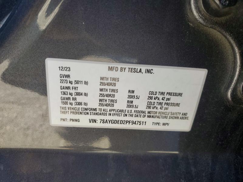 Продаж на аукціоні авто 2023 Tesla Model Y, vin: 7SAYGDED2PF947511, номер лоту: 98985855