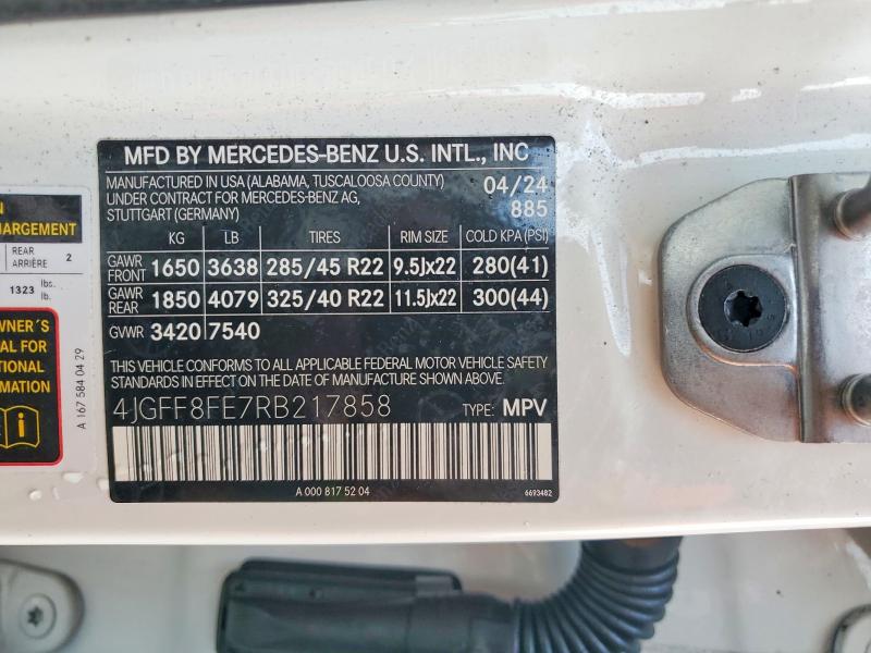 Продажа на аукционе авто 2024 Mercedes-benz Gls 580 4m, vin: 4JGFF8FE7RB217858, номер лота: 98287255