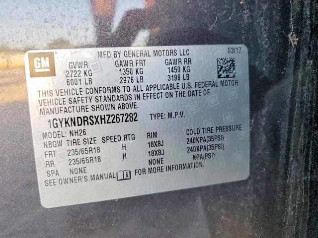 Auction sale of the 2017 Cadillac Xt5 Luxury, vin: 1GYKNDRSXHZ267282, lot number: 72278895