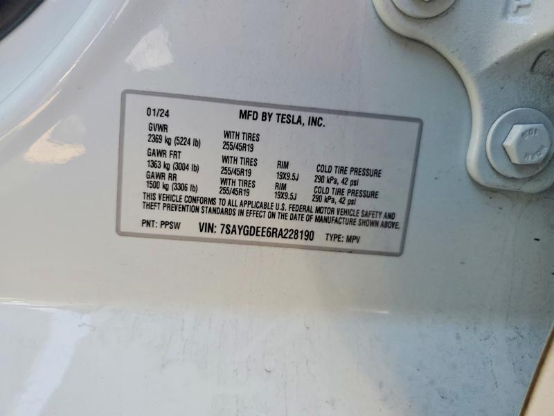 Продаж на аукціоні авто 2024 Tesla Model Y, vin: 7SAYGDEE6RA228190, номер лоту: 75769385