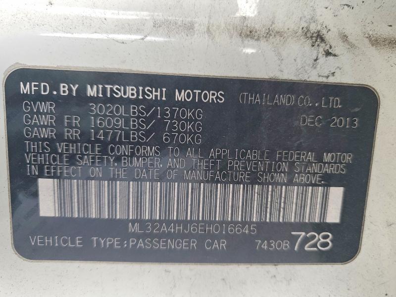 Aukcja sprzedaży 2014 Mitsubishi Mirage, vin: ML32A4HJ6EH016645, numer aukcji: 99085025