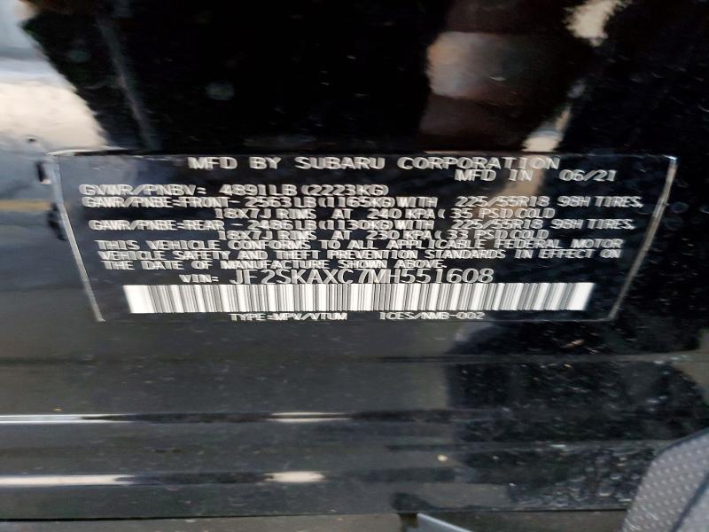 99461605 :رقم المزاد ، JF2SKAXC7MH551608 vin ، 2021 Subaru Forester مزاد بيع