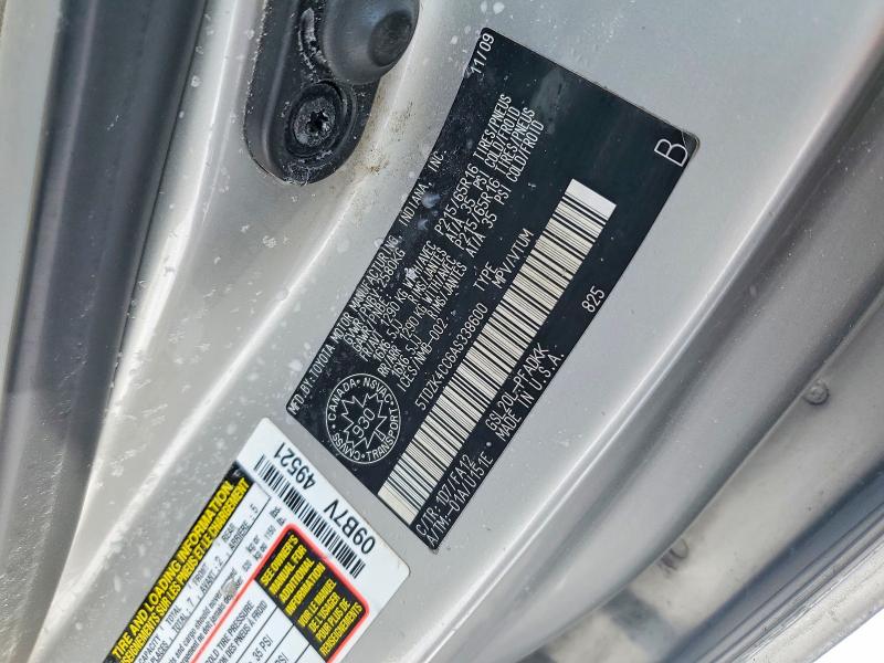 2010 Toyota Sienna მანქანა იყიდება აუქციონზე, vin: 5TDZK4CC6AS338600, აუქციონის ნომერი: 73403445