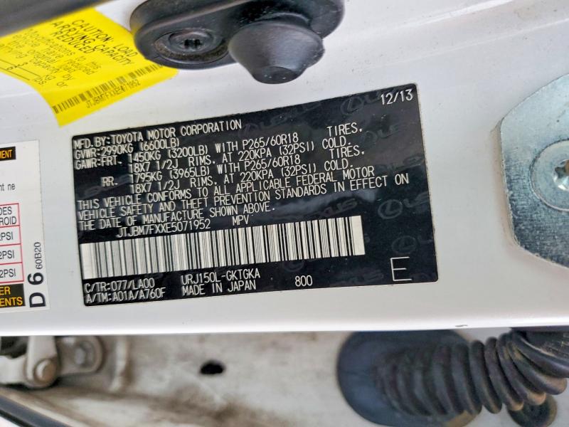Aukcja sprzedaży 2014 Lexus Gx 460, vin: JTJBM7FXXE5071952, numer aukcji: 99484185