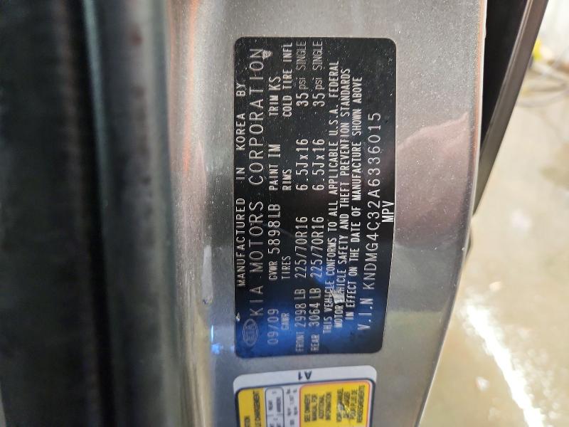 74423275 :رقم المزاد ، KNDMG4C32A6336015 vin ، 2010 Kia Sedona مزاد بيع