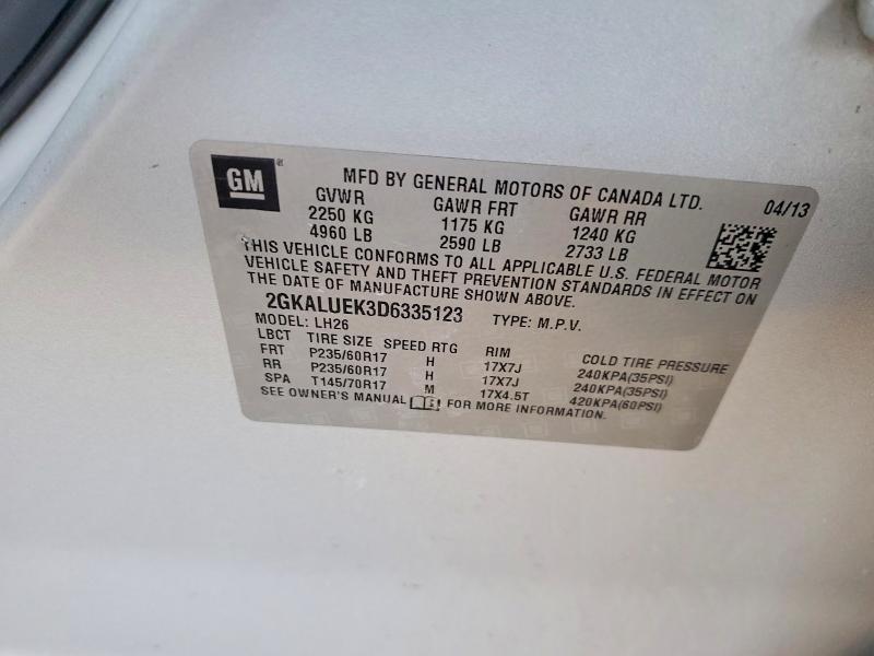 Aukcja sprzedaży 2013 Gmc Terrain, vin: 2GKALUEK3D6335123, numer aukcji: 98937065
