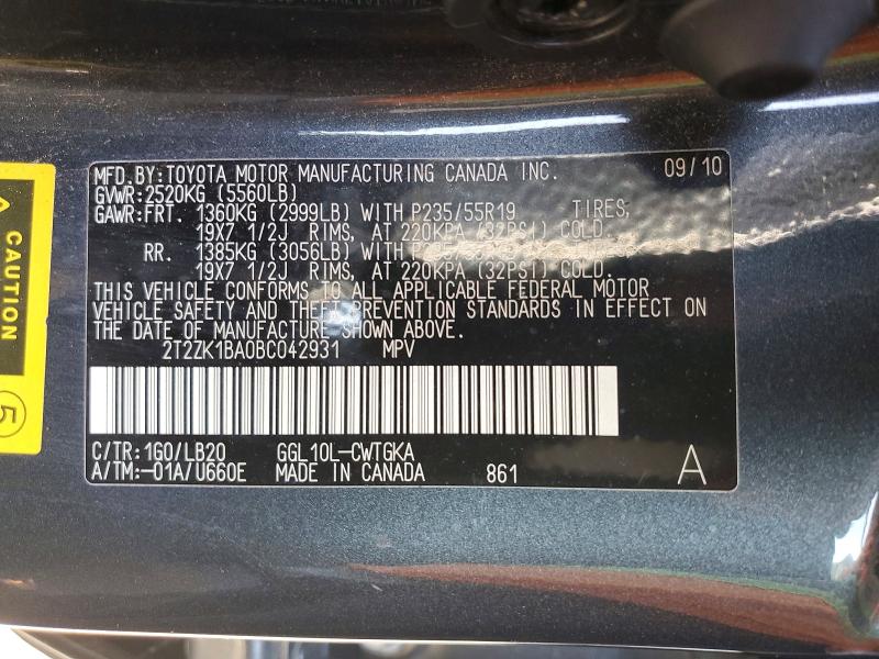 Продаж на аукціоні авто 2011 Lexus Rx, vin: 2T2ZK1BA0BC042931, номер лоту: 72151805