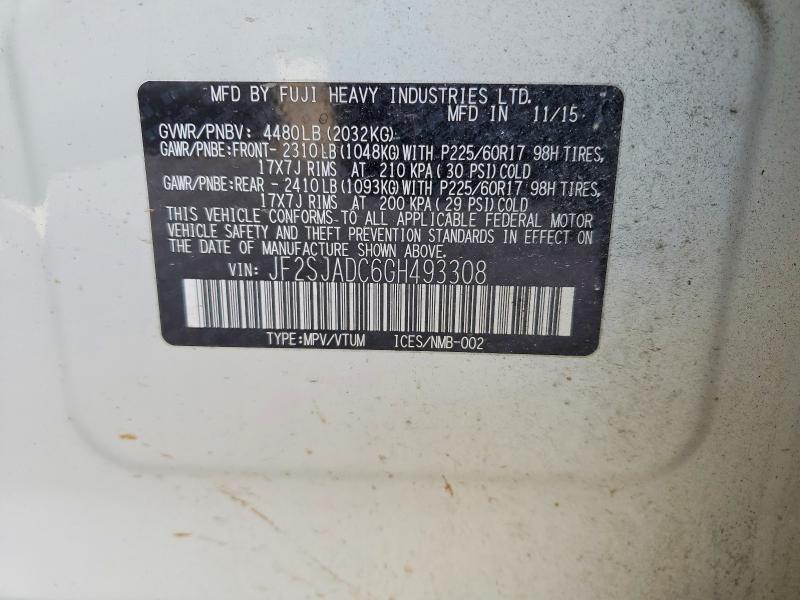 Aukcja sprzedaży 2016 Subaru Forester, vin: JF2SJADC6GH493308, numer aukcji: 75377625