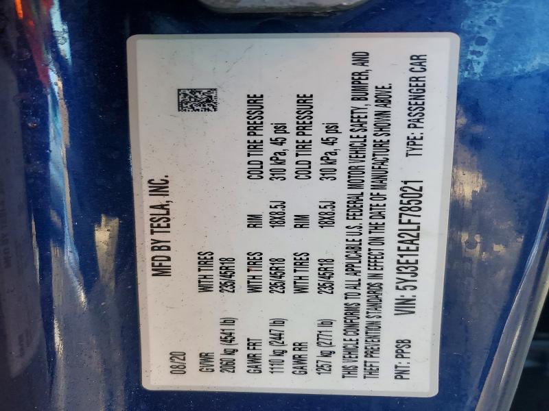 Продаж на аукціоні авто 2020 Tesla Model 3, vin: 5YJ3E1EA2LF785021, номер лоту: 72396895