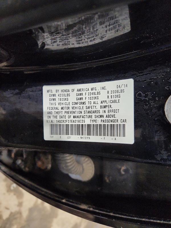 2014 Honda Accord მანქანა იყიდება აუქციონზე, vin: 1HGCR2F37EA218035, აუქციონის ნომერი: 74409525