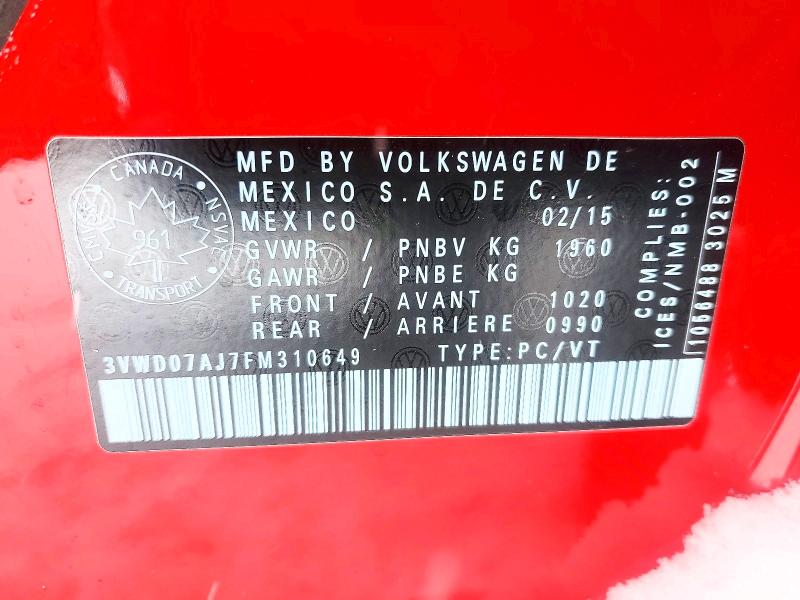 Aukcja sprzedaży 2015 Volkswagen Jetta, vin: 3VWD07AJ7FM310649, numer aukcji: 73799705