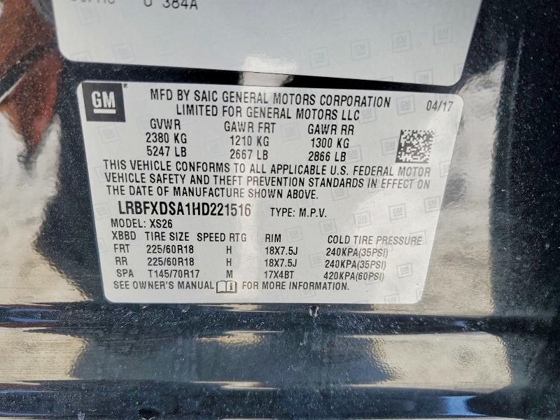 Продаж на аукціоні авто 2017 Buick Envision, vin: LRBFXDSA1HD221516, номер лоту: 75022155