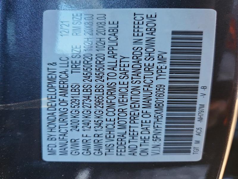 Продаж на аукціоні авто 2021 Honda Passport, vin: 5FNYF7H5XMB016059, номер лоту: 51214756