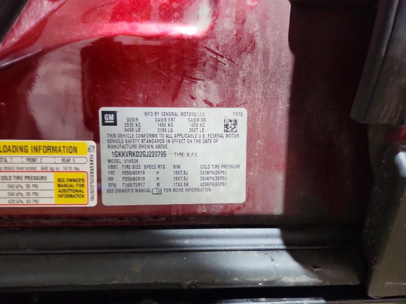 73170825 :رقم المزاد ، 1GKKVRKD2GJ220795 vin ، 2016 Gmc Acadia مزاد بيع