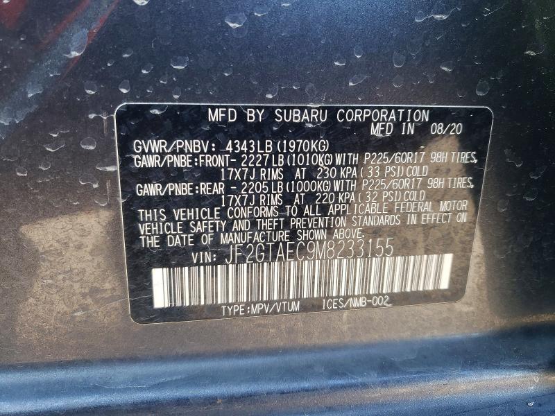 2021 Subaru Crosstrek მანქანა იყიდება აუქციონზე, vin: JF2GTAEC9M8233155, აუქციონის ნომერი: 74242755