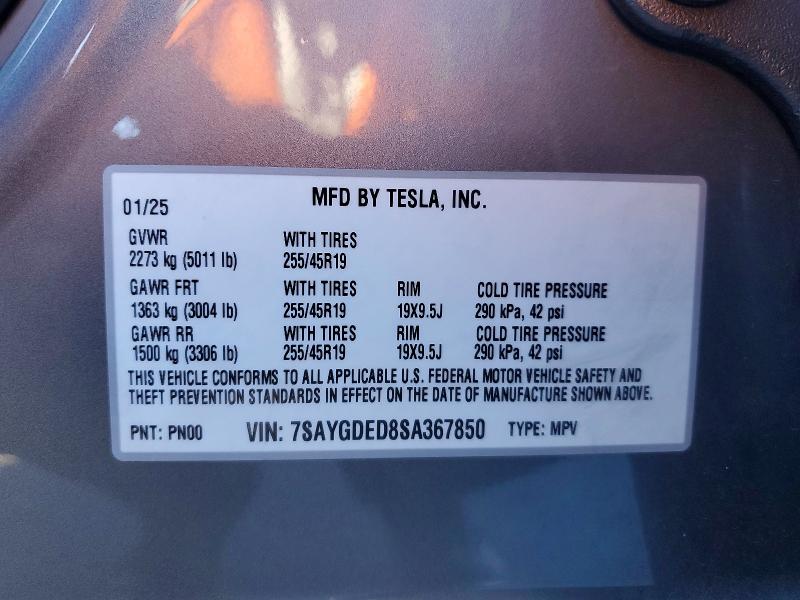 Продажа на аукционе авто 2025 Tesla Model Y, vin: 7SAYGDED8SA367850, номер лота: 99382395