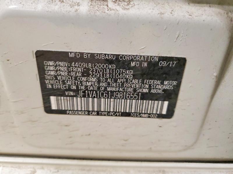 Aukcja sprzedaży 2018 Subaru Wrx, vin: JF1VA1C61J9816551, numer aukcji: 74077135