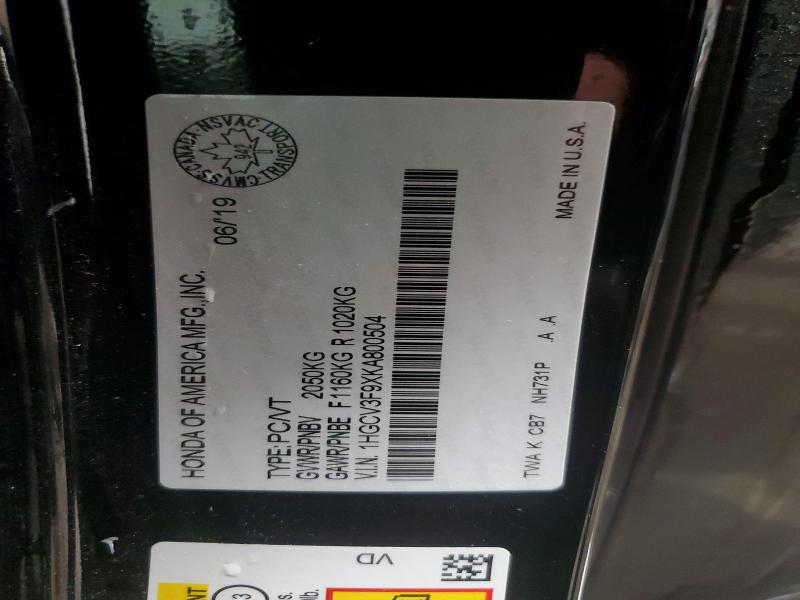 Продажа на аукционе авто 2019 Honda Accord Tou, vin: 1HGCV3F9XKA800504, номер лота: 72383895