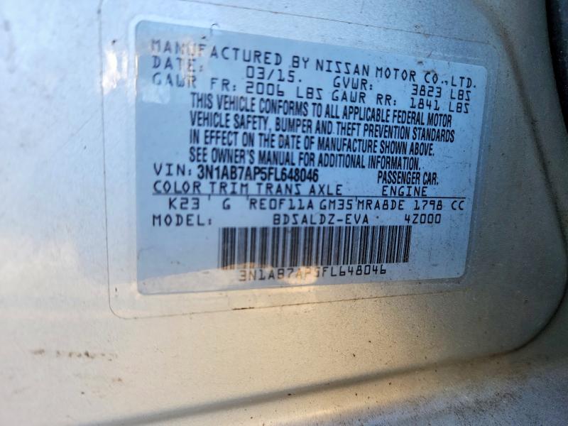 Aukcja sprzedaży 2015 Nissan Sentra, vin: 3N1AB7AP5FL648046, numer aukcji: 74114665