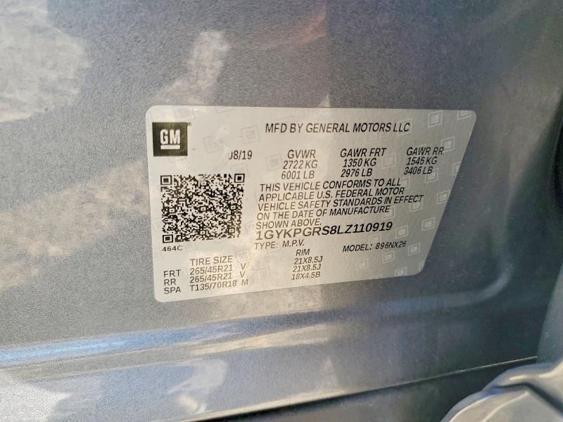 98870755 :رقم المزاد ، 1GYKPGRS8LZ110919 vin ، 2020 Cadillac Xt6 Sport مزاد بيع