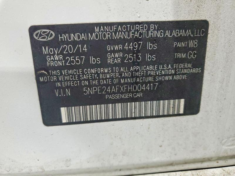 2015 Hyundai Sonata Se მანქანა იყიდება აუქციონზე, vin: 5NPE24AFXFH004417, აუქციონის ნომერი: 74700775