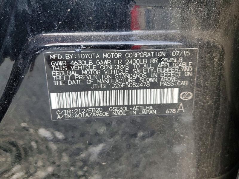 75030795 :رقم المزاد ، JTHBF1D26F5082478 vin ، 2015 Lexus Is 250 مزاد بيع