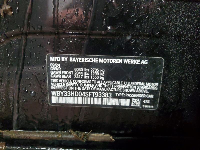 Продаж на аукціоні авто 2025 Bmw I4, vin: WBY33HD04SFT93383, номер лоту: 73984905
