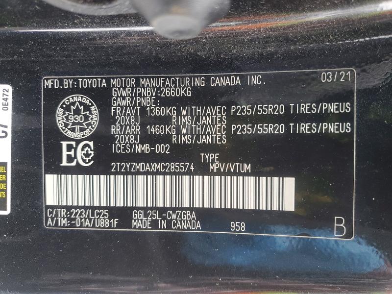 Продажа на аукционе авто 2021 Lexus Rx, vin: 2T2YZMDAXMC285574, номер лота: 72781425