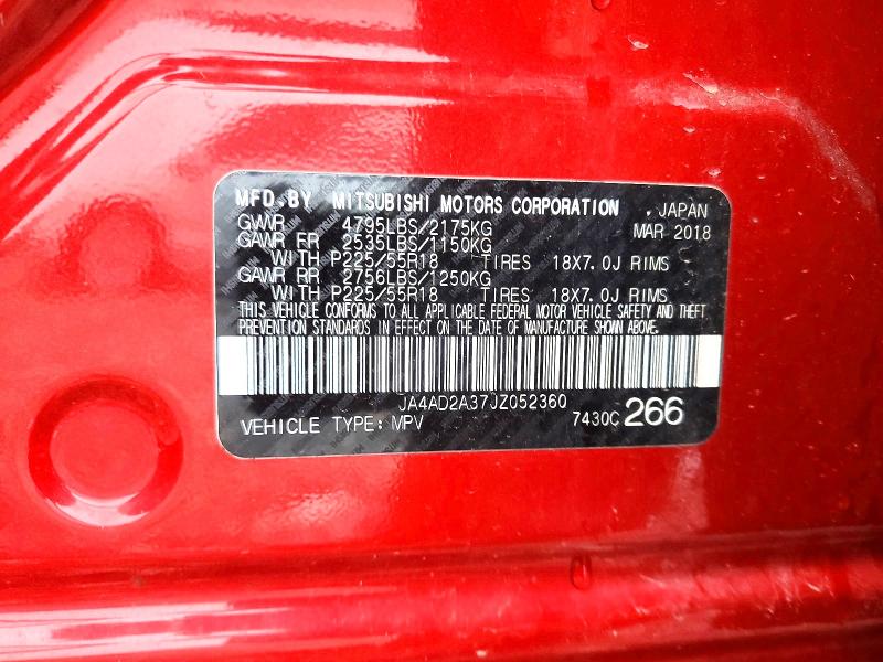 Продаж на аукціоні авто 2018 Mitsubishi Outlander, vin: JA4AD2A37JZ052360, номер лоту: 96337255