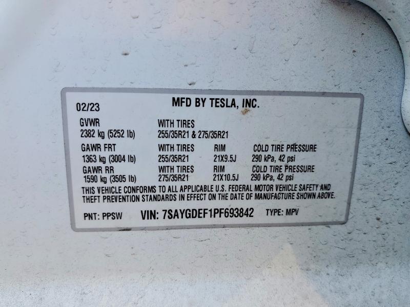 Продаж на аукціоні авто 2023 Tesla Model Y, vin: 7SAYGDEF1PF693842, номер лоту: 74692595