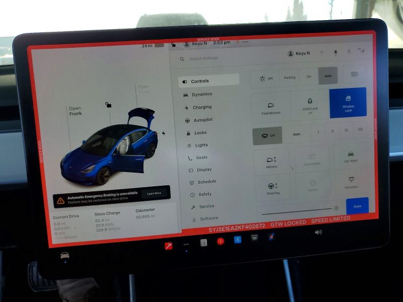 2019 Tesla Model 3 მანქანა იყიდება აუქციონზე, vin: 5YJ3E1EA2KF402872, აუქციონის ნომერი: 75056665