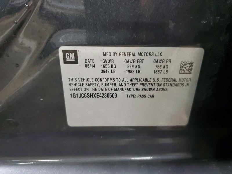 Продаж на аукціоні авто 2014 Chevrolet Sonic, vin: 1G1JC6SHXE4230509, номер лоту: 72402395