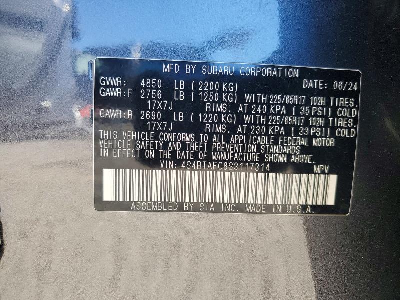 73546115 :رقم المزاد ، 4S4BTAFC8S3117314 vin ، 2025 Subaru Outback مزاد بيع