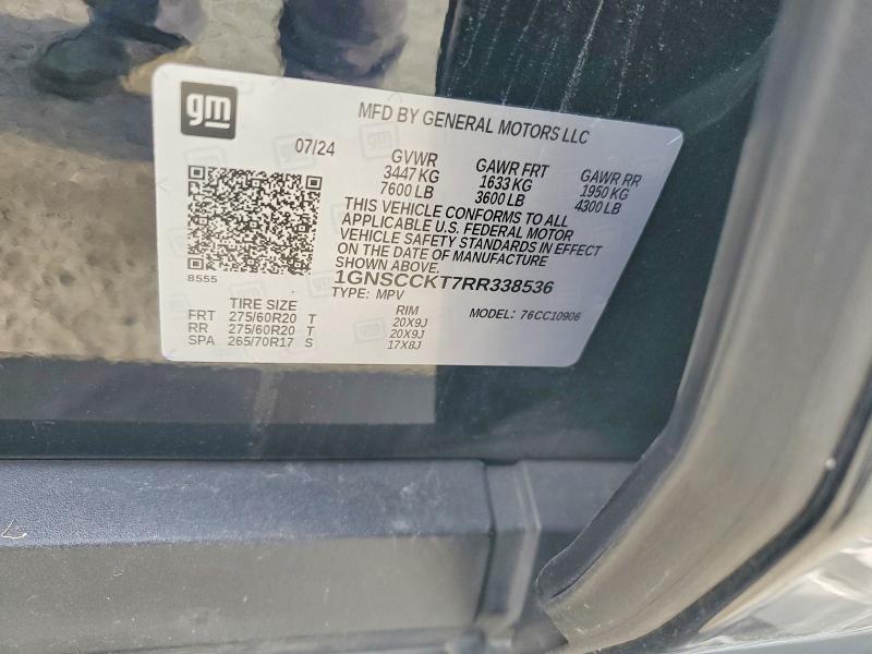 74450445 :رقم المزاد ، 1GNSCCKT7RR338536 vin ، 2024 Chevrolet Suburban مزاد بيع