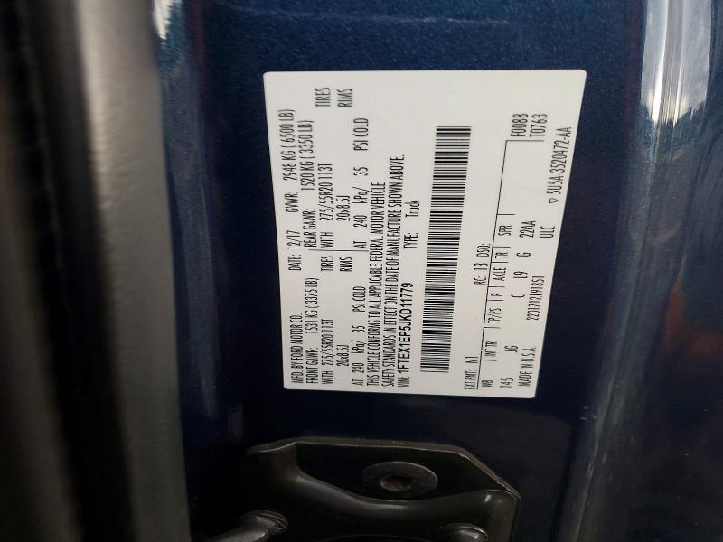 2018 Ford F150 მანქანა იყიდება აუქციონზე, vin: 1FTEX1EP5JKD11779, აუქციონის ნომერი: 98633685