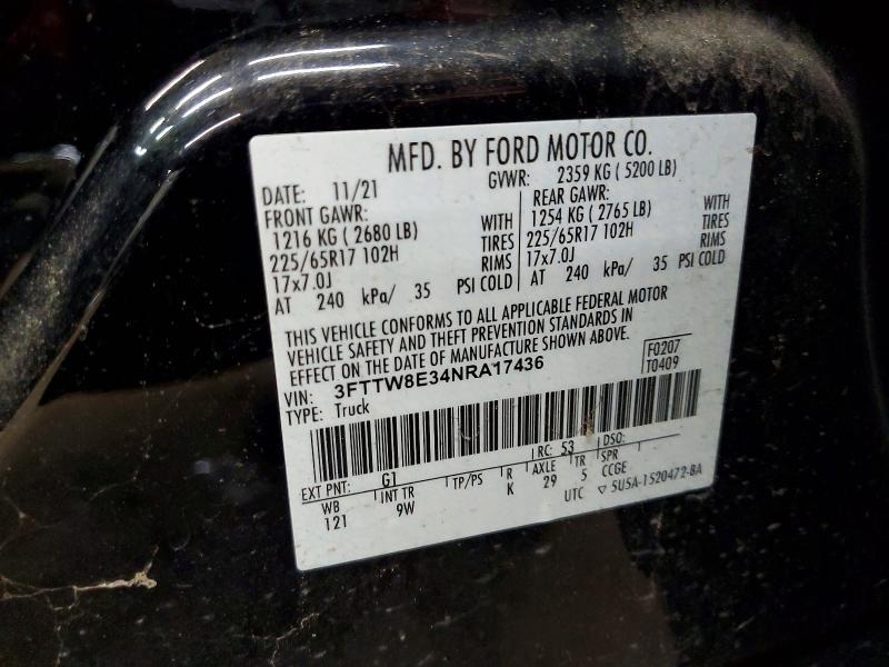 Продажа на аукционе авто 2022 Ford Maverick Xl, vin: 3FTTW8E34NRA17436, номер лота: 74911335