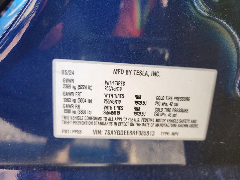 74484725 :رقم المزاد ، 7SAYGDEE8RF085813 vin ، 2024 Tesla Model Y مزاد بيع